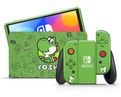 Lux Skins Nintendo Switch OLED Yoshi Minimalist Full Set Skins - Pop Culture Mario Skin