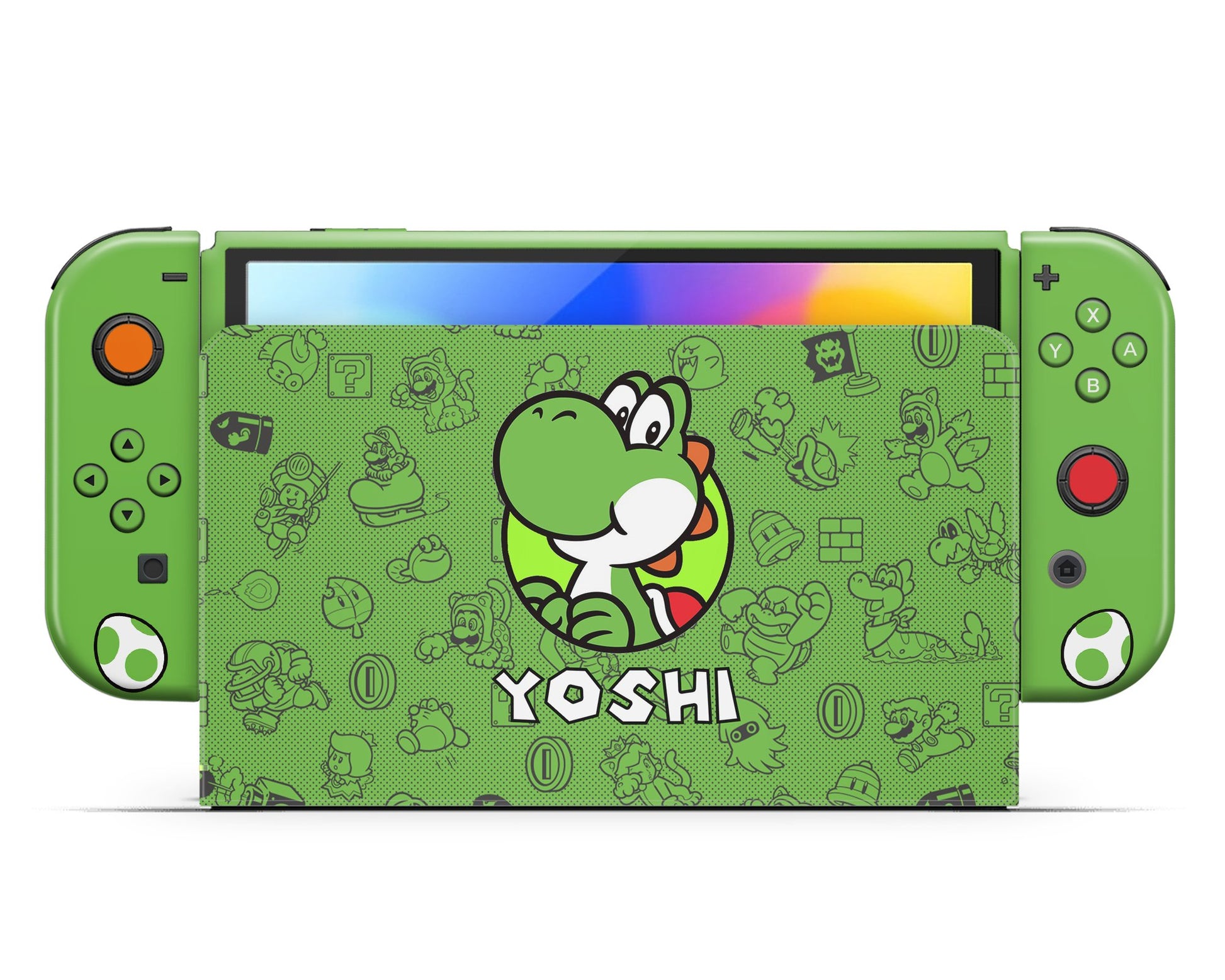 Lux Skins Nintendo Switch OLED Yoshi Minimalist Full Set Skins - Pop Culture Mario Skin