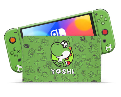 Lux Skins Nintendo Switch OLED Yoshi Minimalist Full Set Skins - Pop Culture Mario Skin