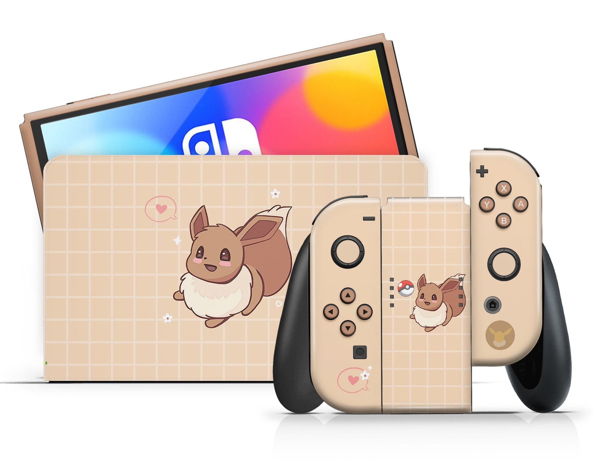 Lux Skins Nintendo Switch OLED Cute Pokemon Eevee Full Set Skins - Pop culture Pokemon Skin