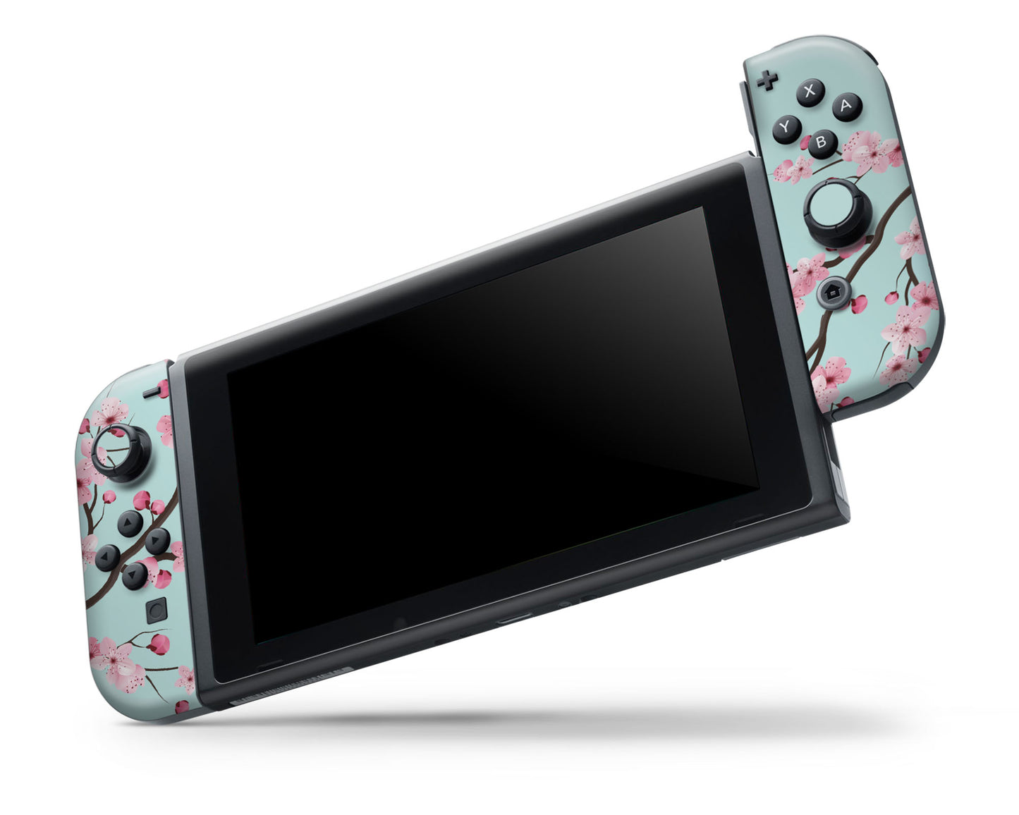 Cherry Blossom Teal Mint Nintendo Switch OLED Skin