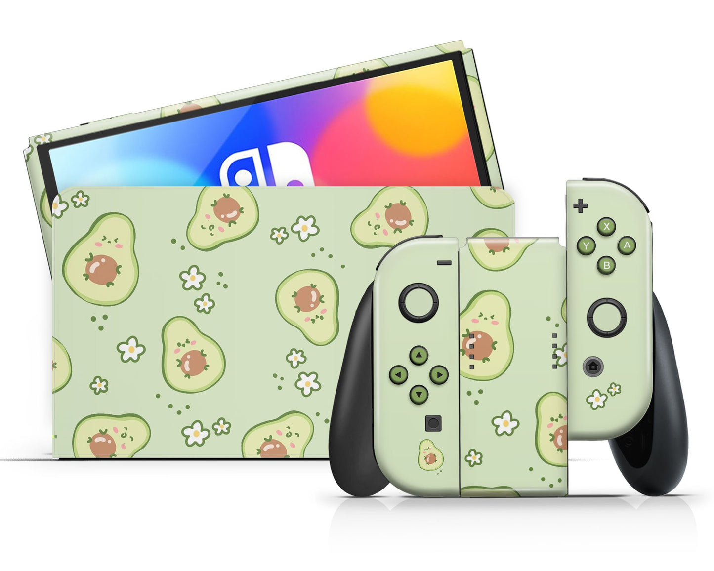 Lux Skins Nintendo Switch OLED Cute Avocado Pattern Full Set Skins - Art Fruits Skin