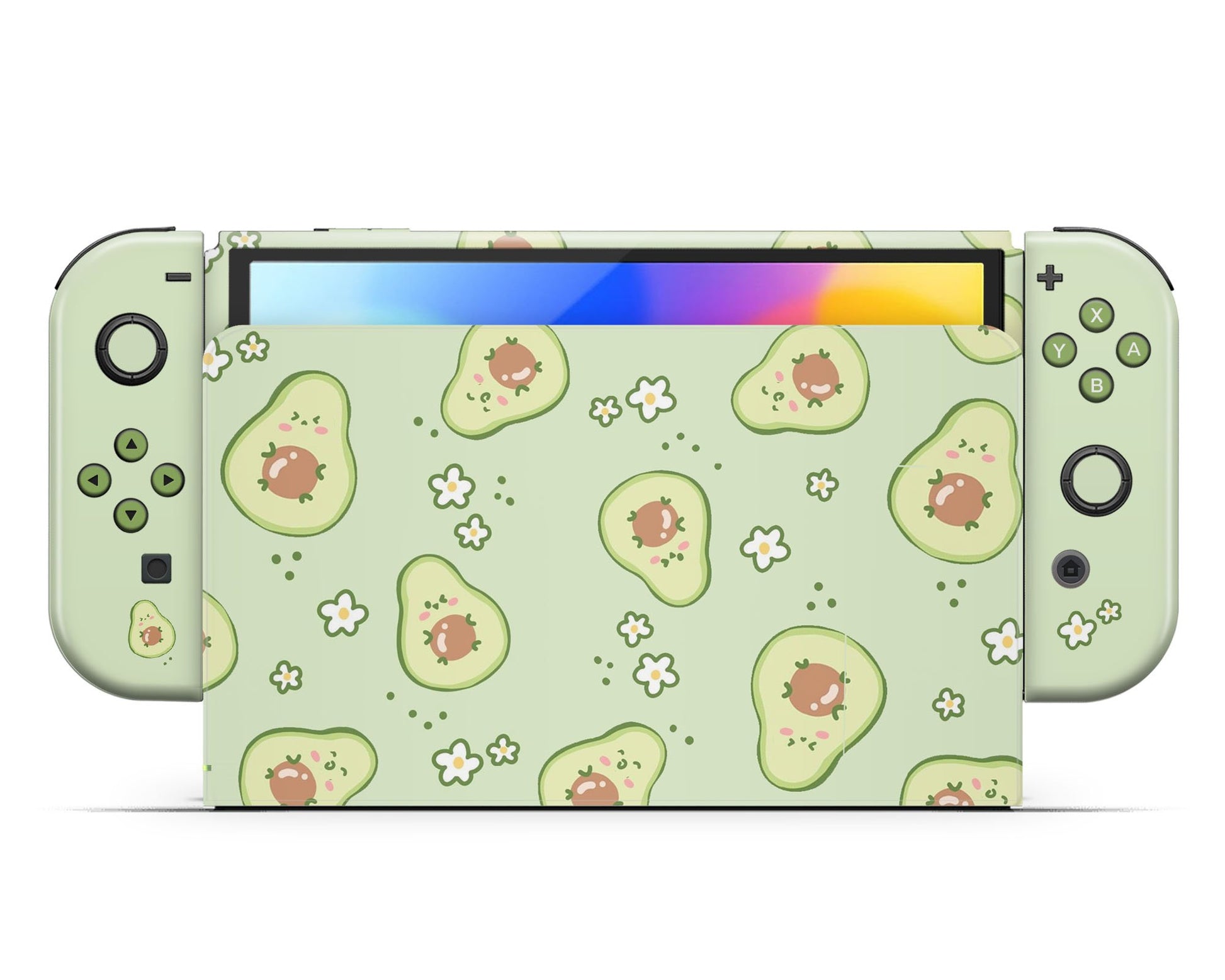 Lux Skins Nintendo Switch OLED Cute Avocado Pattern Full Set Skins - Art Fruits Skin