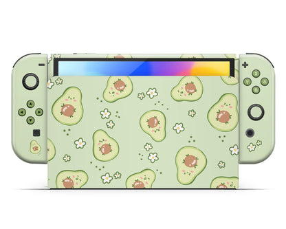 Lux Skins Nintendo Switch OLED Cute Avocado Pattern Full Set Skins - Art Fruits Skin