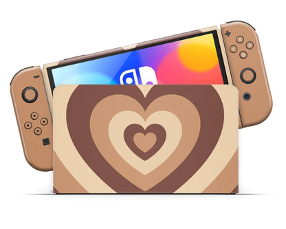 Latte Retro Hearts Nintendo Switch OLED Skin