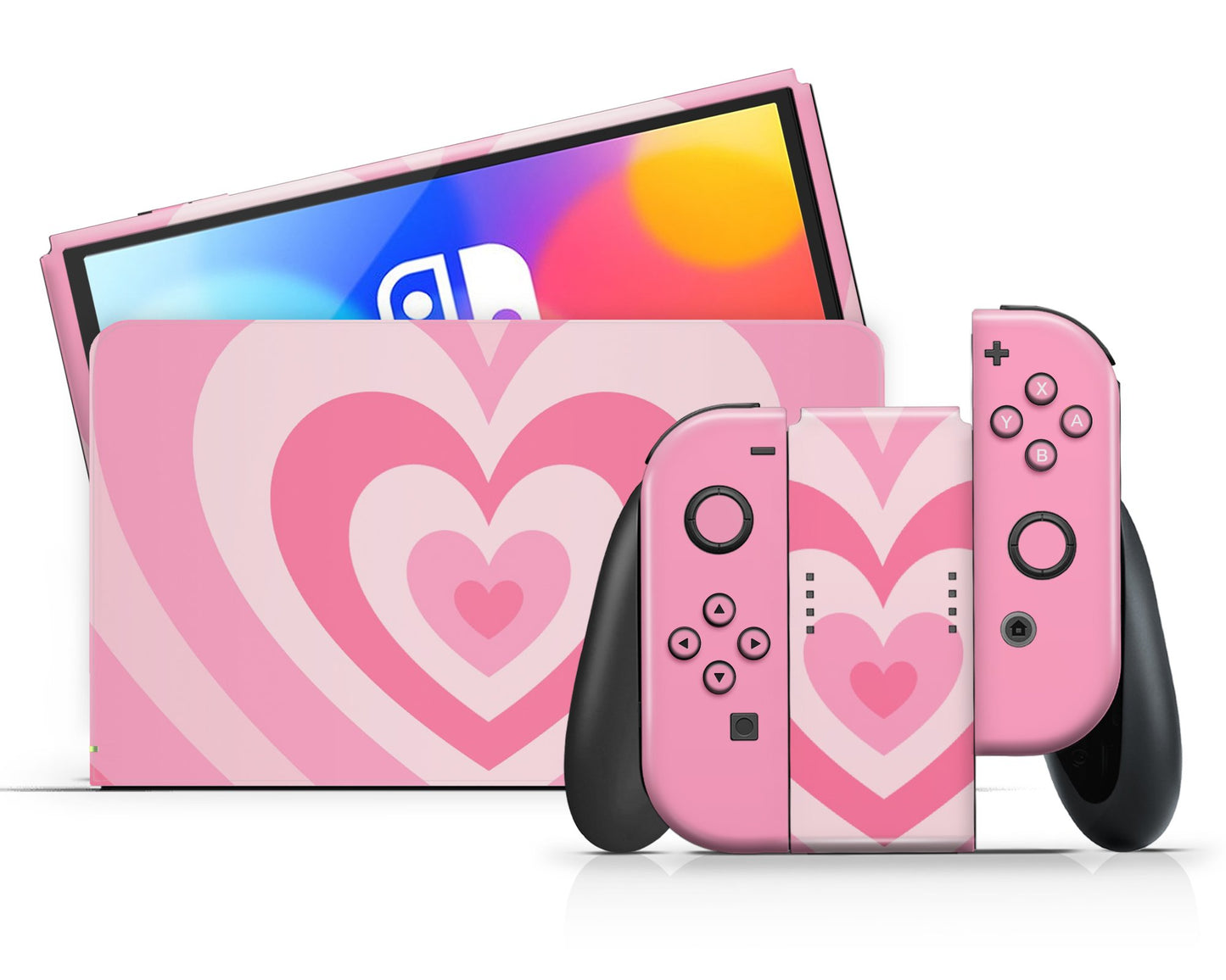 Pink Retro Hearts Nintendo Switch Skin