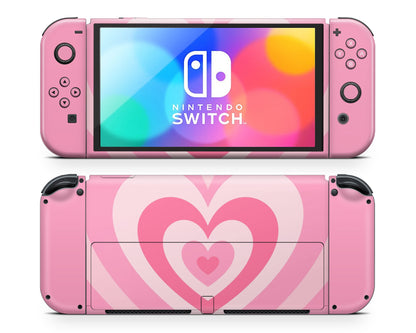 Pink Retro Hearts Nintendo Switch OLED Skin