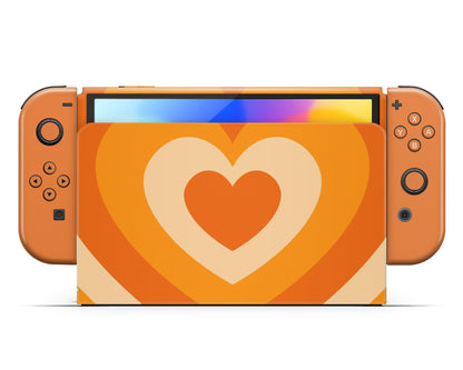 Pumpkin Latte Retro Hearts Nintendo Switch OLED Skin