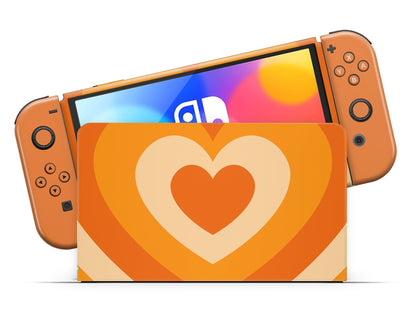 Pumpkin Latte Retro Hearts Nintendo Switch OLED Skin