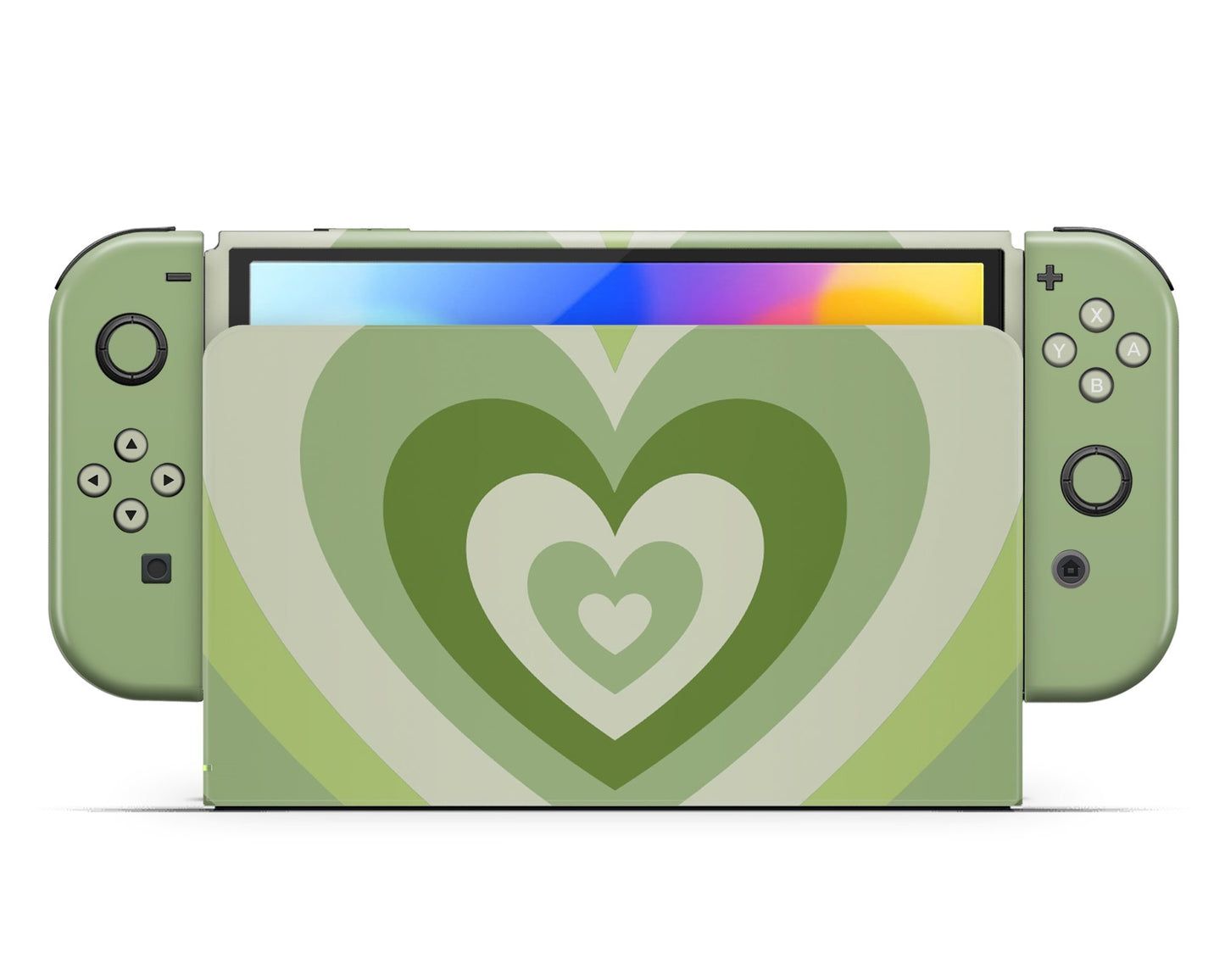 Matcha Retro Hearts Nintendo Switch OLED Skin