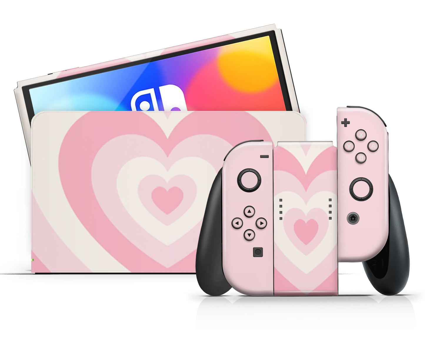 Pastel Pink Retro Hearts Nintendo Switch Skin