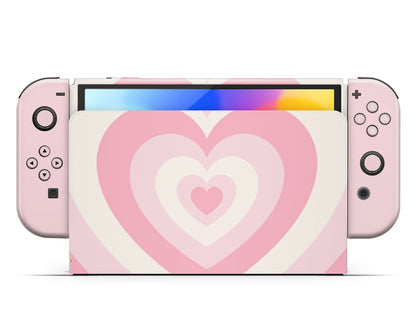 Pastel Pink Retro Hearts Nintendo Switch OLED Skin