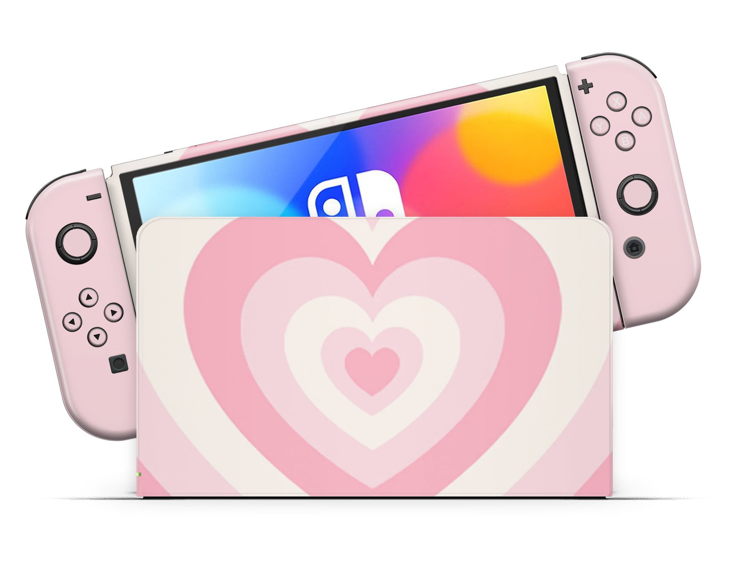 Pastel Pink Retro Hearts Nintendo Switch OLED Skin