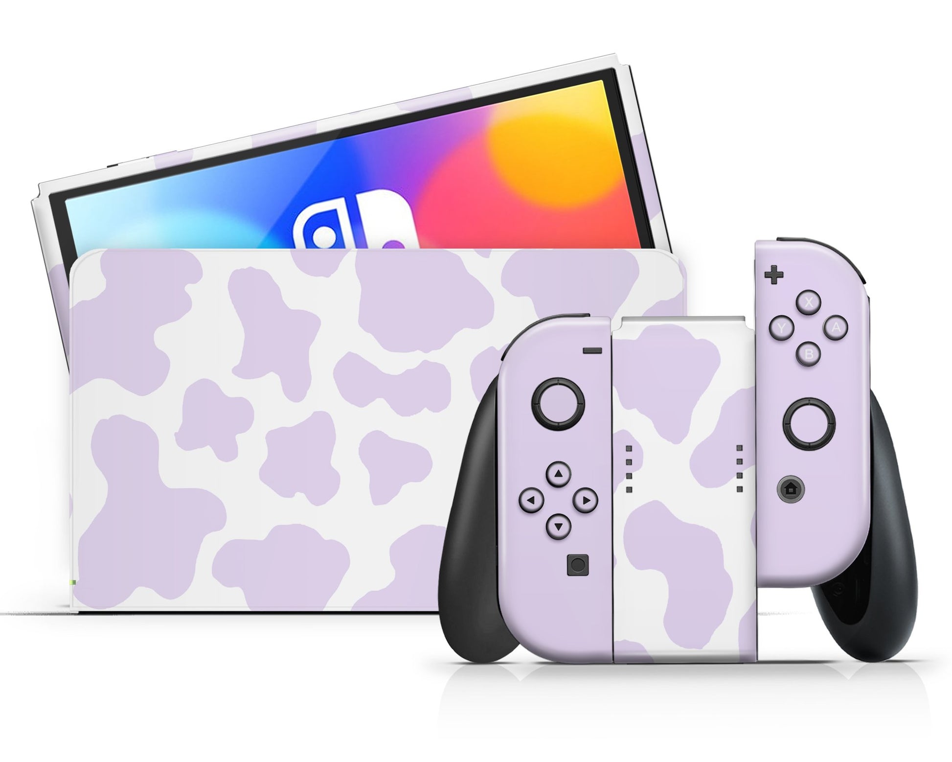 Lux Skins Nintendo Switch OLED Purple Cow Print Classic no logo Skins - Art Animals Skin