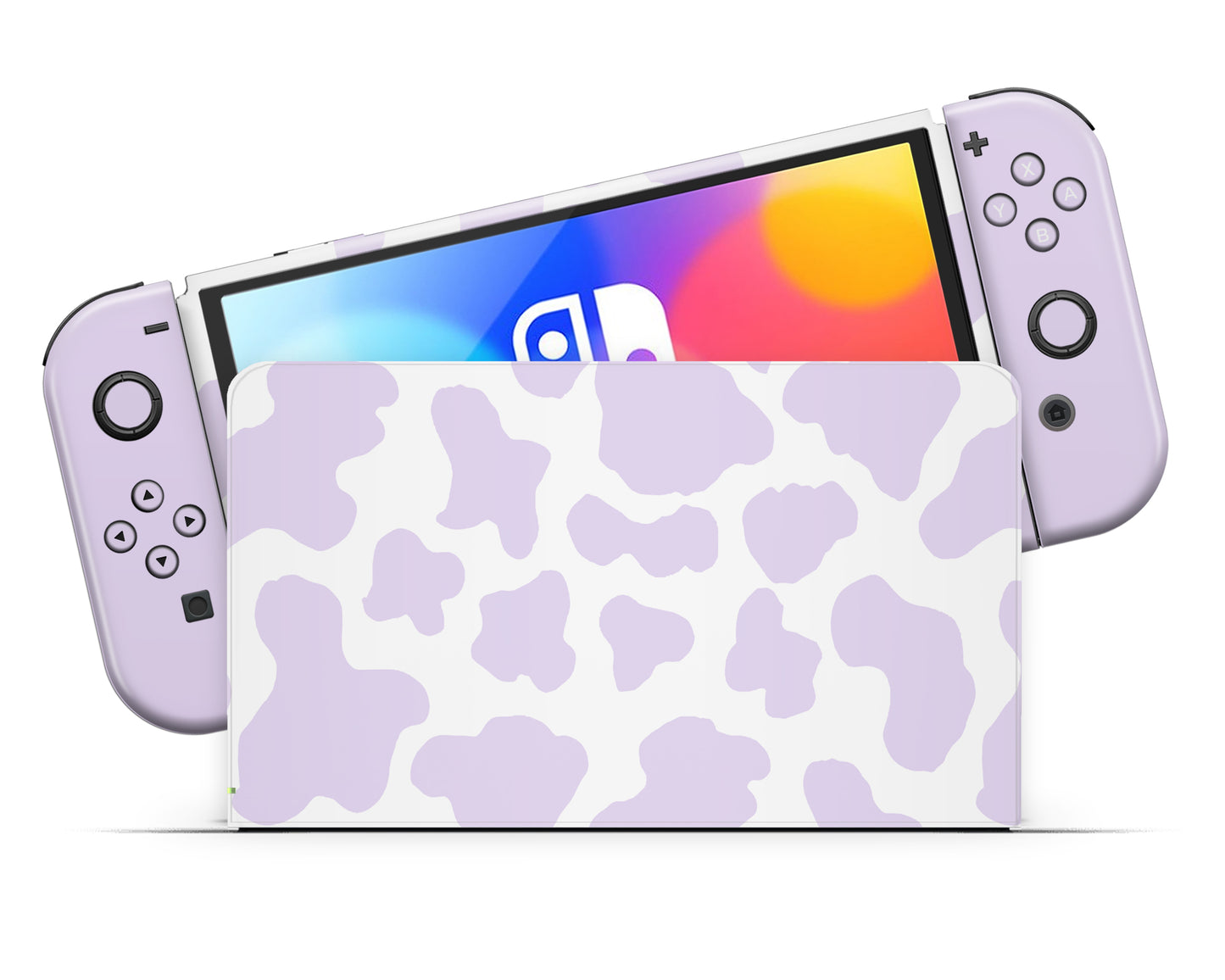 Purple Cow Print Nintendo Switch OLED Skin