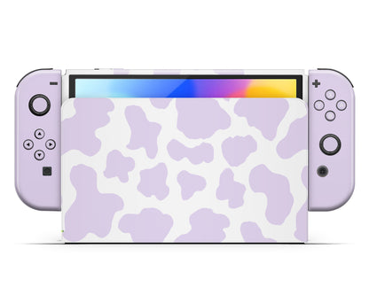 Purple Cow Print Nintendo Switch OLED Skin