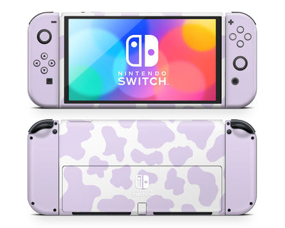 Purple Cow Print Nintendo Switch OLED Skin