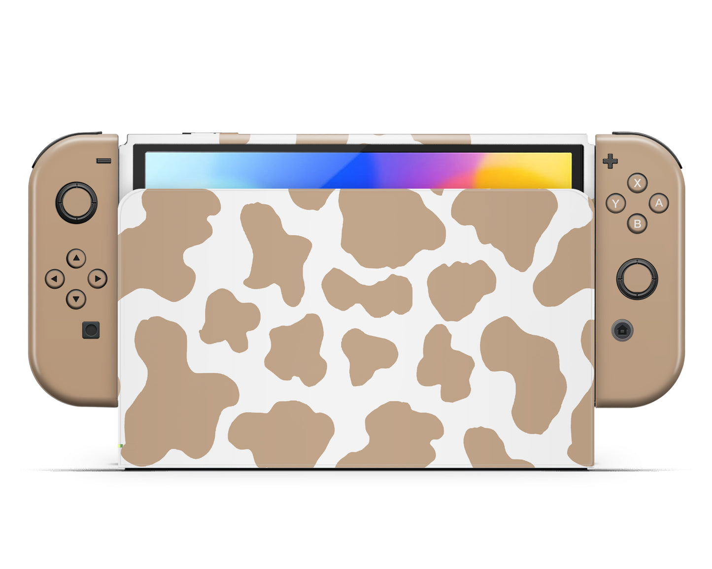 Coffee Latte Cow Print Nintendo Switch OLED Skin