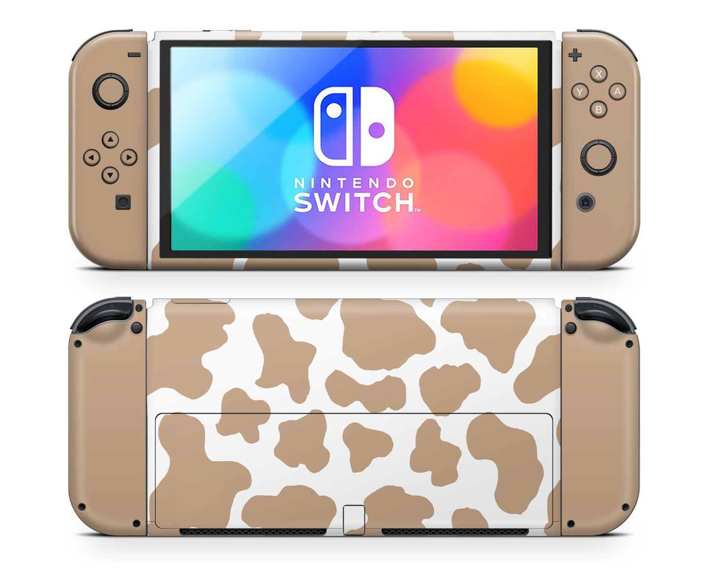 Coffee Latte Cow Print Nintendo Switch OLED Skin