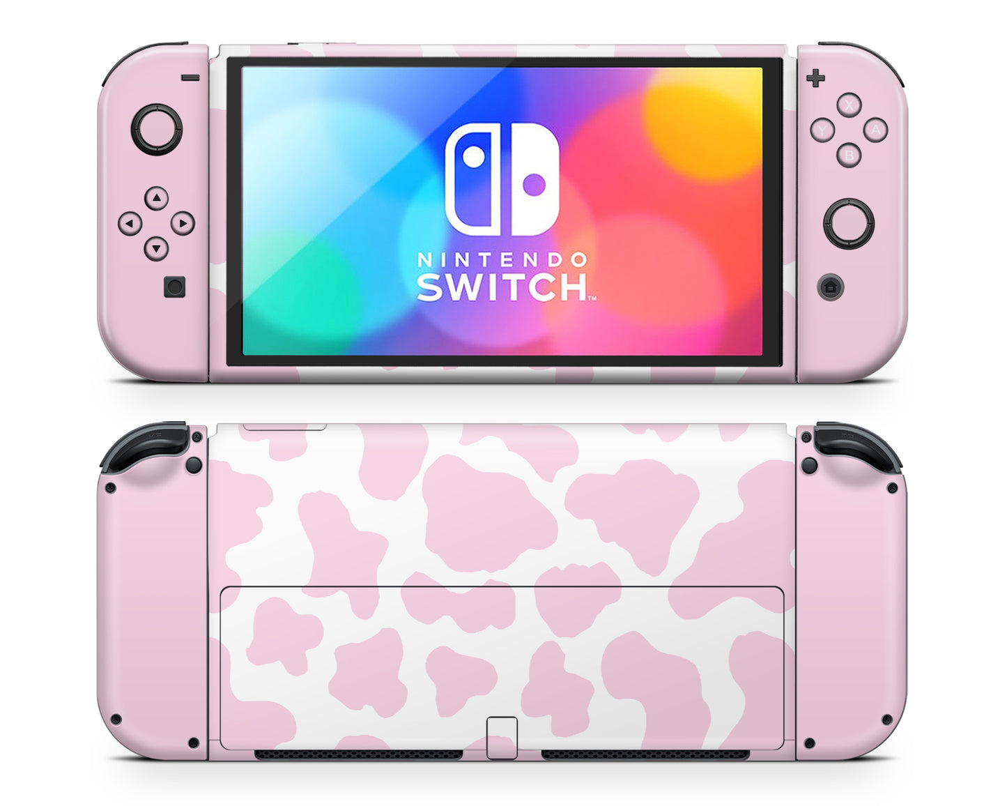 Strawberry Milk Cow Print Nintendo Switch OLED Skin