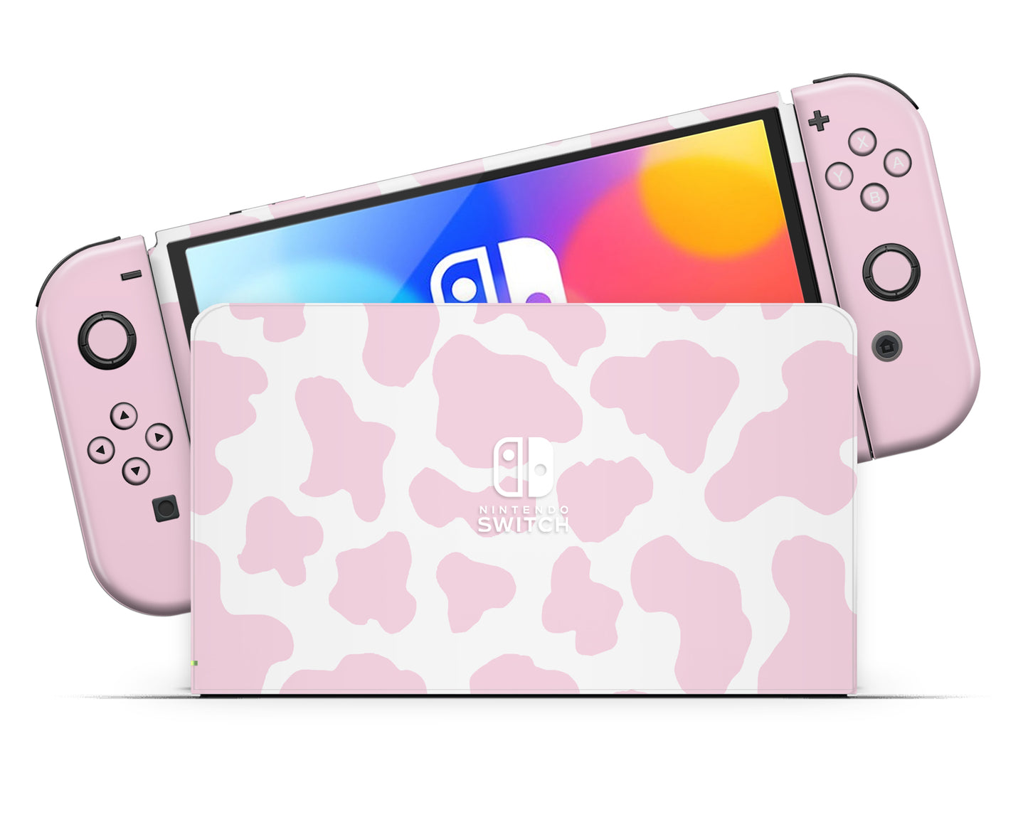 Strawberry Milk Cow Print Nintendo Switch OLED Skin