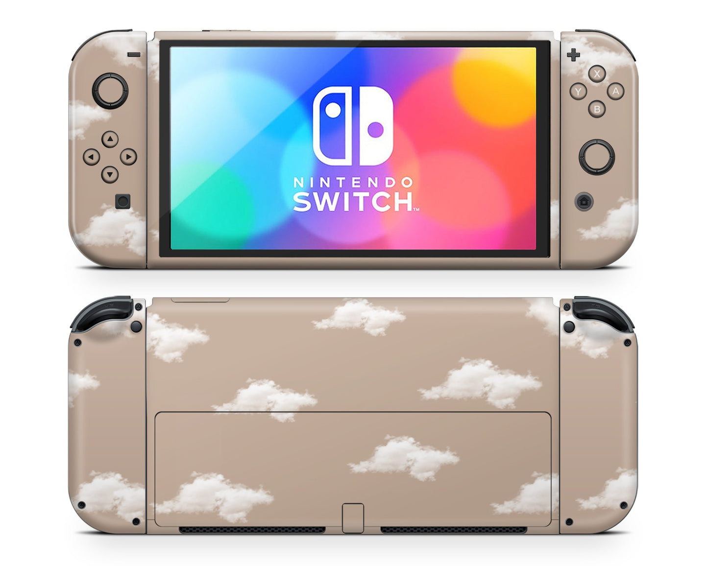 Beige Clouds Nintendo Switch OLED Skin