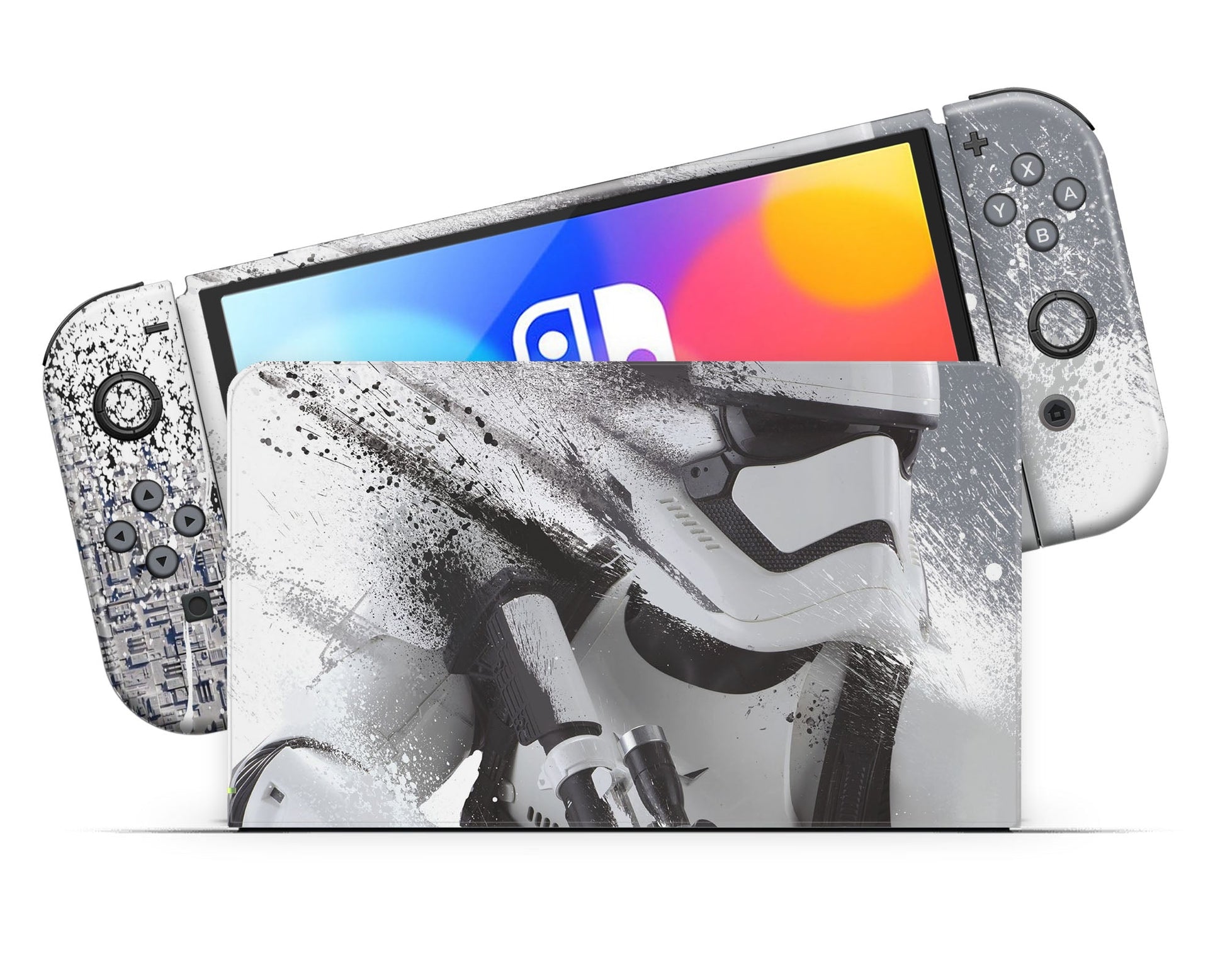 Lux Skins Nintendo Switch OLED Star Wars Stormtrooper White Full Set +Tempered Glass Skins - Pop culture Star Wars Skin