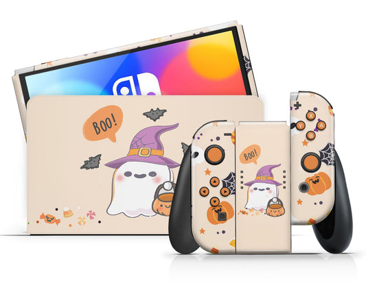 Lux Skins Nintendo Switch OLED Cute Halloween Ghost Full Set Skins - Art Animals Skin