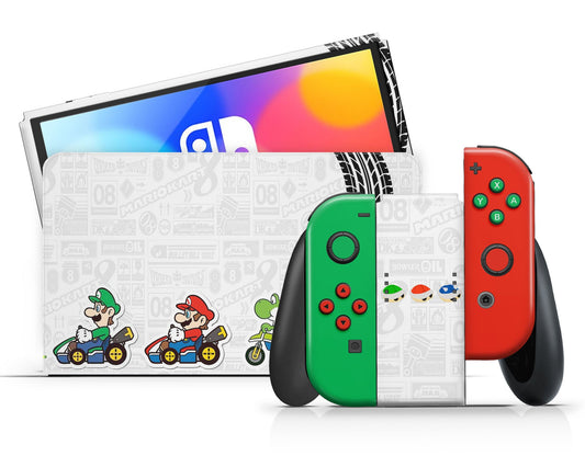 Lux Skins Nintendo Switch OLED Mario Kart Full Set Skins - Pop culture Mario Skin