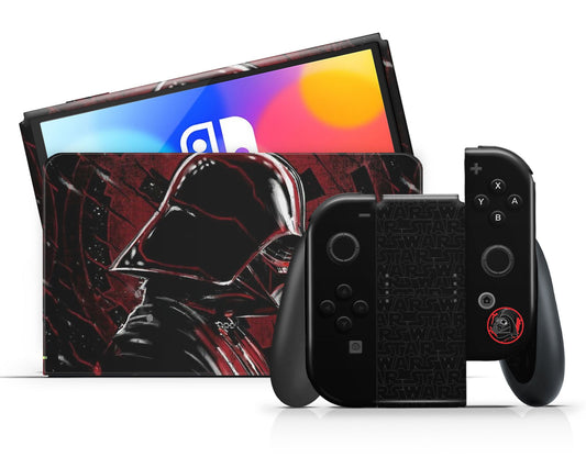 Lux Skins Nintendo Switch OLED Star Wars Darth Vader Red Full Set Skins - Pop culture Star Wars Skin