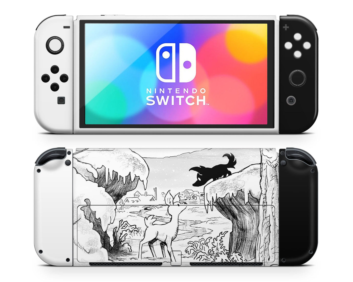 Lux Skins Nintendo Switch OLED Blanc Snowstorm Full Set Skins - Pop culture  Skin