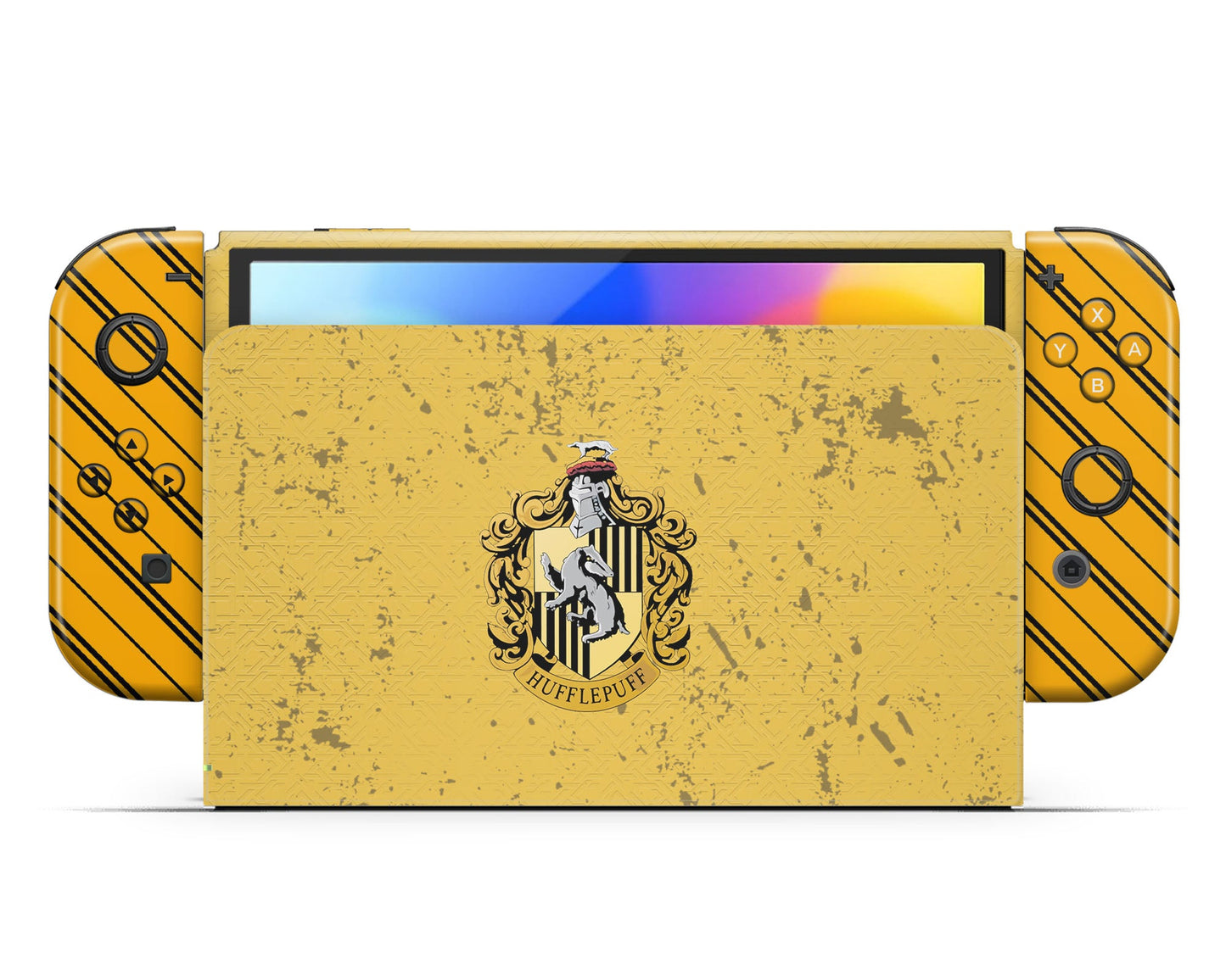 Lux Skins Nintendo Switch OLED Harry Potter Hufflepuff Full Set +Tempered Glass Skins - Pop culture Harry Potter Skin