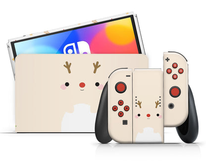 Lux Skins Nintendo Switch OLED Cute Rudolph Reindeer Full Set Skins - Art Animals Skin