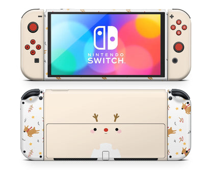 Lux Skins Nintendo Switch OLED Cute Rudolph Reindeer Full Set Skins - Art Animals Skin