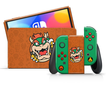 Lux Skins Nintendo Switch OLED Bowser Minimalist Full Set Skins - Pop Culture Mario Skin