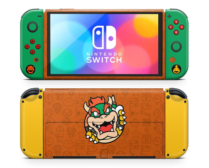 Lux Skins Nintendo Switch OLED Bowser Minimalist Full Set Skins - Pop Culture Mario Skin