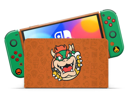 Lux Skins Nintendo Switch OLED Bowser Minimalist Full Set Skins - Pop Culture Mario Skin