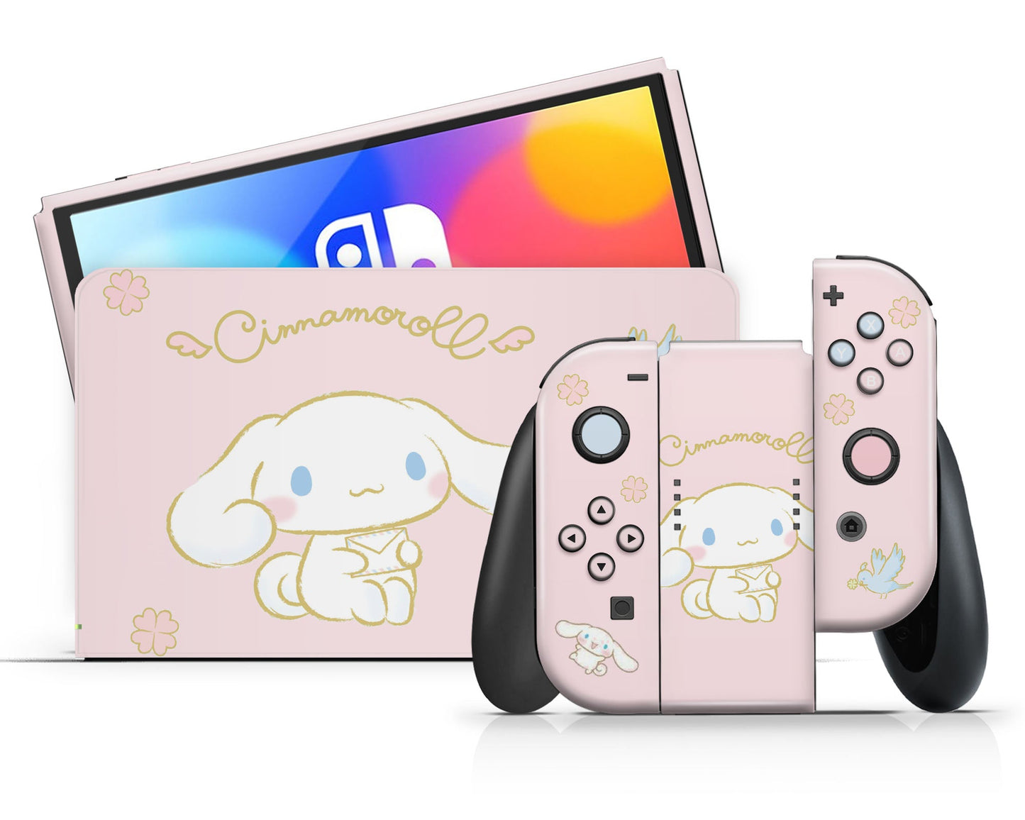 Lux Skins Nintendo Switch OLED Cinnamoroll Baby Pink Full Set Skins - Pop culture Cinnamoroll Skin