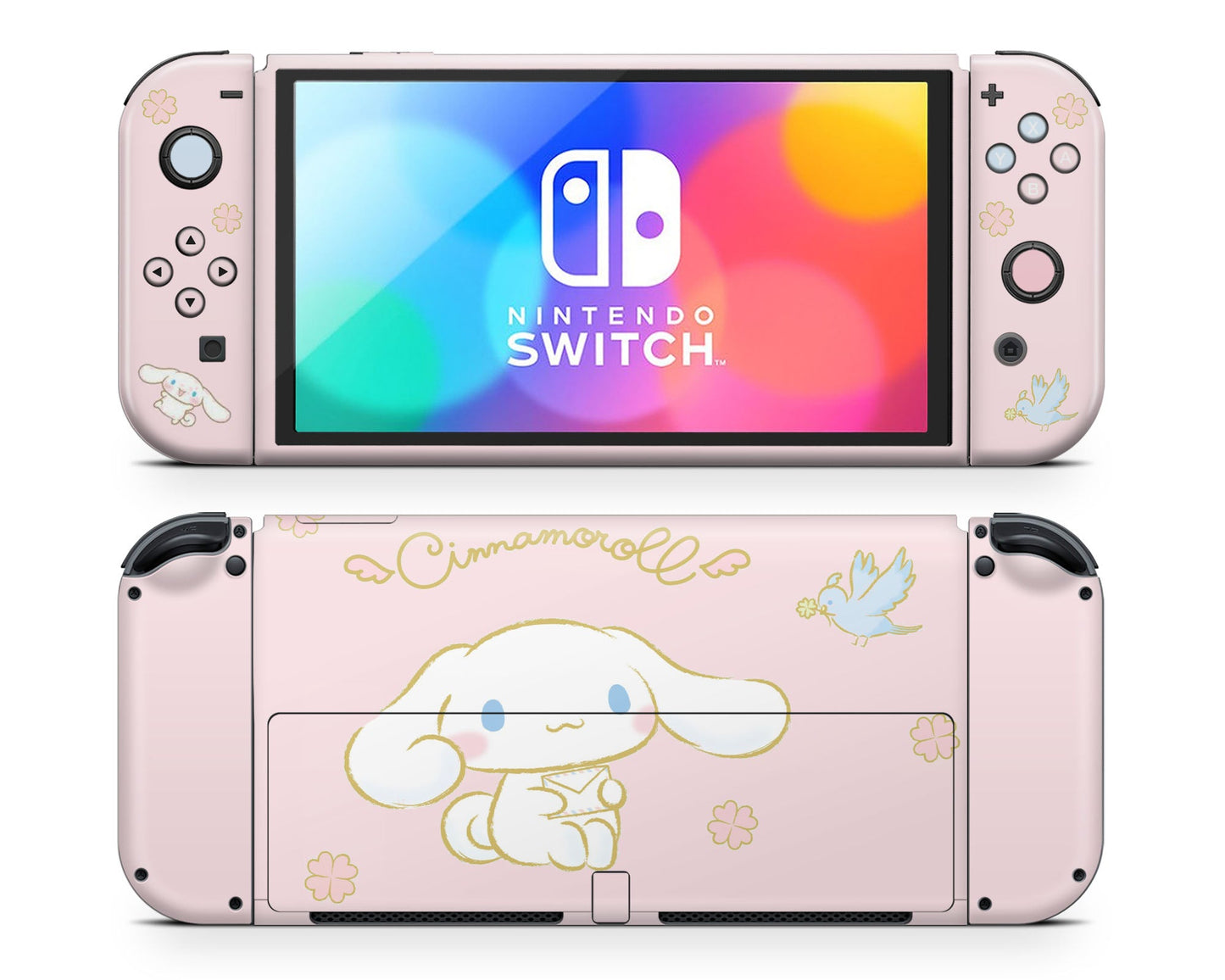 Lux Skins Nintendo Switch OLED Cinnamoroll Baby Pink Full Set Skins - Pop culture Cinnamoroll Skin