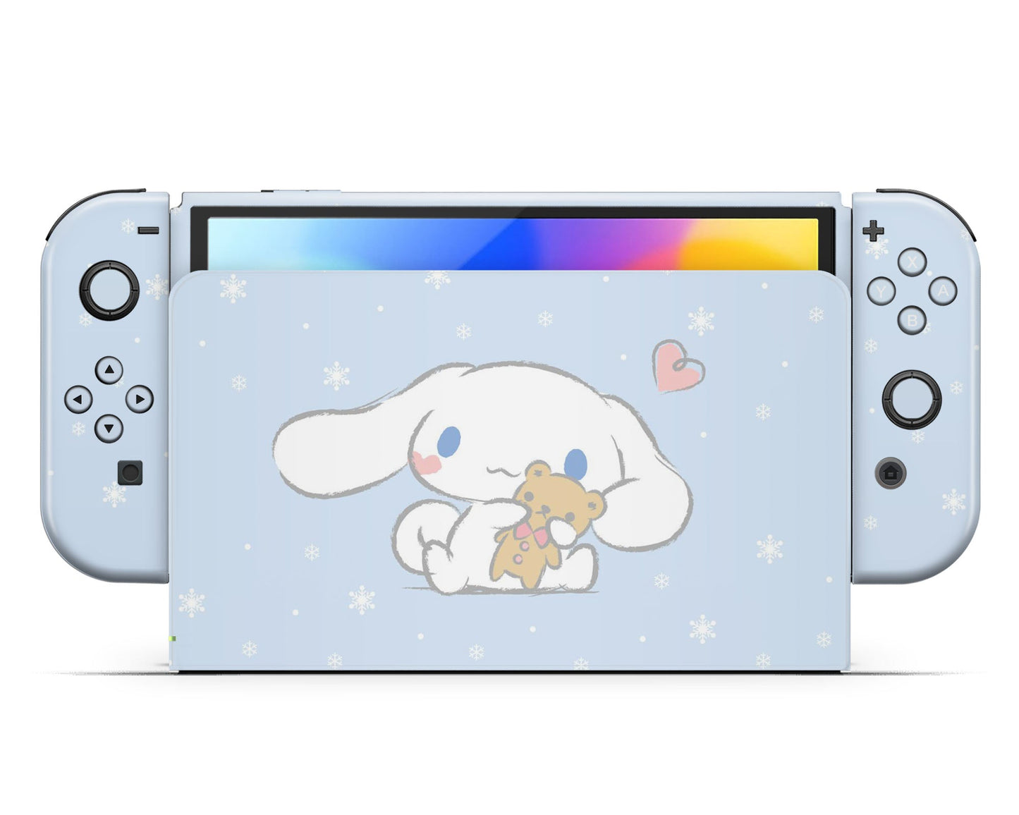 Lux Skins Nintendo Switch OLED Cinnamoroll Baby Blue Full Set +Tempered Glass Skins - Anime Cinnamoroll Skin