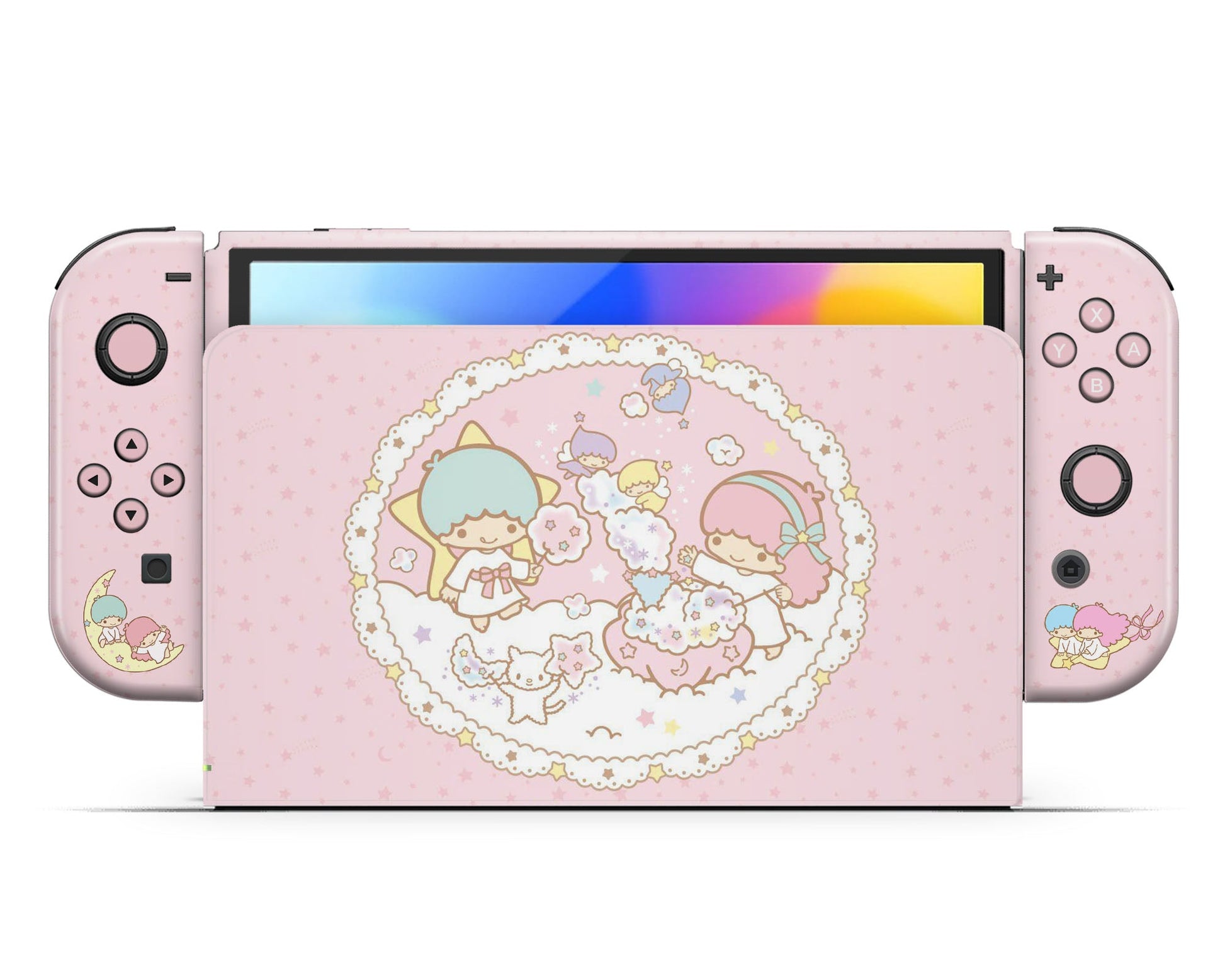 Lux Skins Nintendo Switch OLED Little Twin Star Pink Full Set +Tempered Glass Skins - Pop culture My Little Twin Star Skin