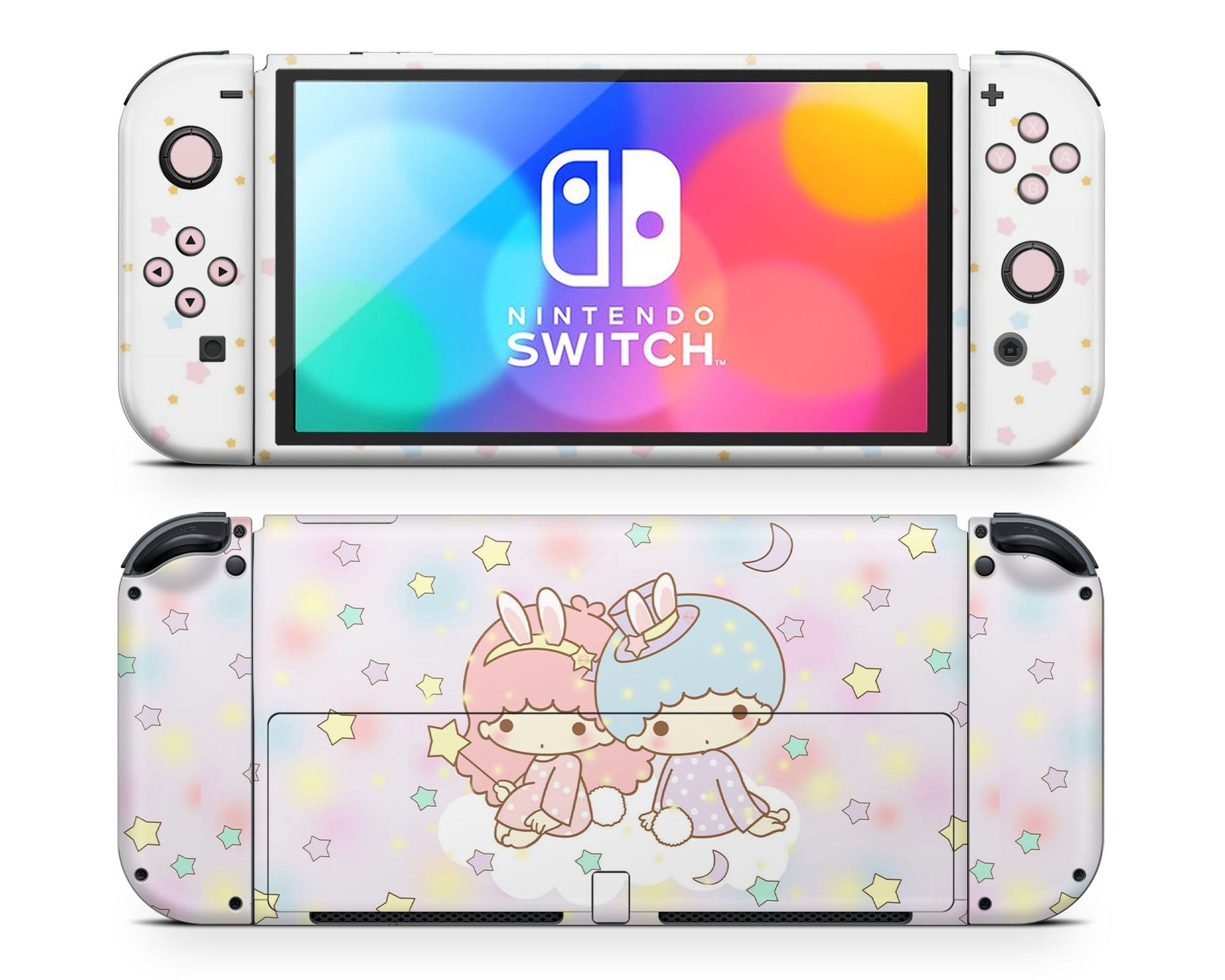 Lux Skins Nintendo Switch OLED Little Twin Star Dreamy White Full Set Skins - Pop culture My Little Twin Star Skin