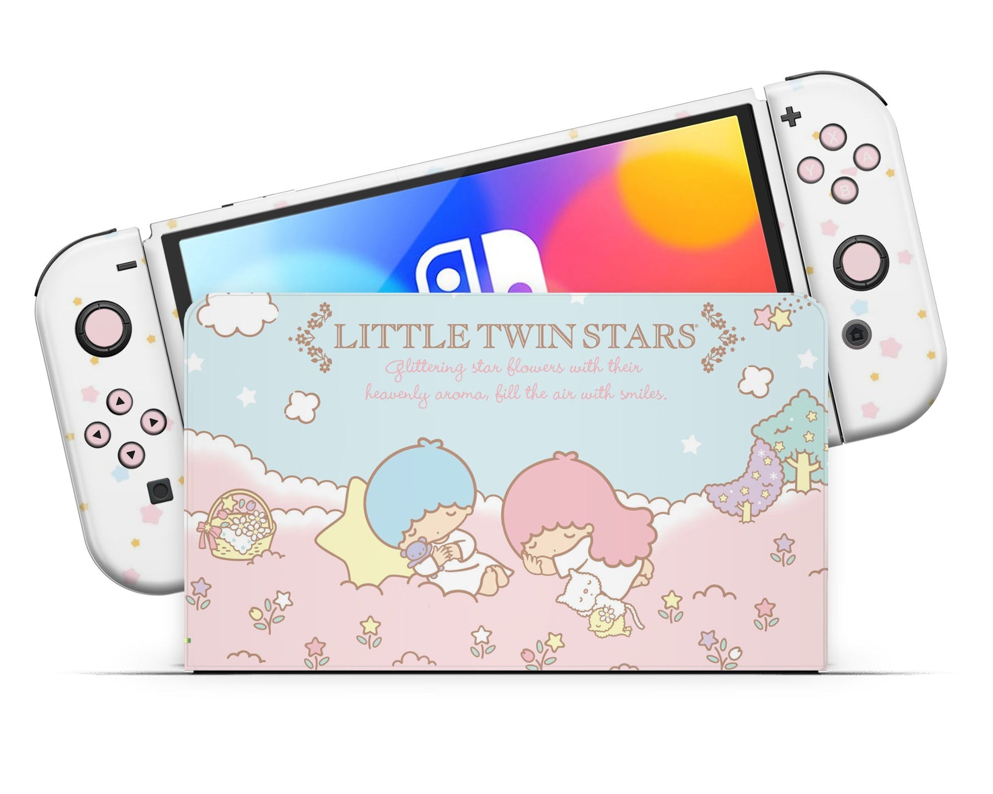 Lux Skins Nintendo Switch OLED Little Twin Star Dreamy White Full Set Skins - Pop culture My Little Twin Star Skin