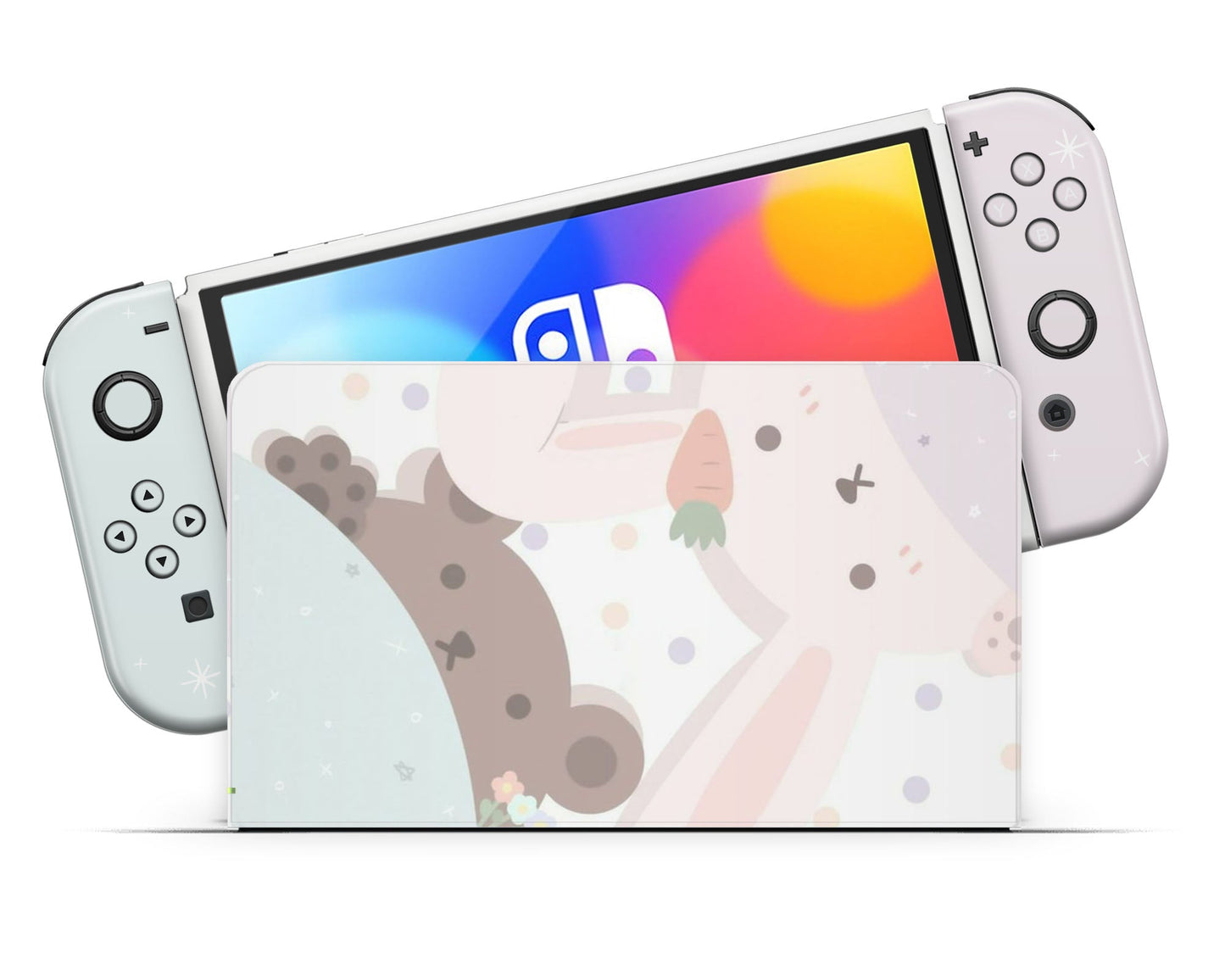 Lux Skins Nintendo Switch OLED Bunny Rabbit Meets Bear Full Set Skins - Art Animals Skin