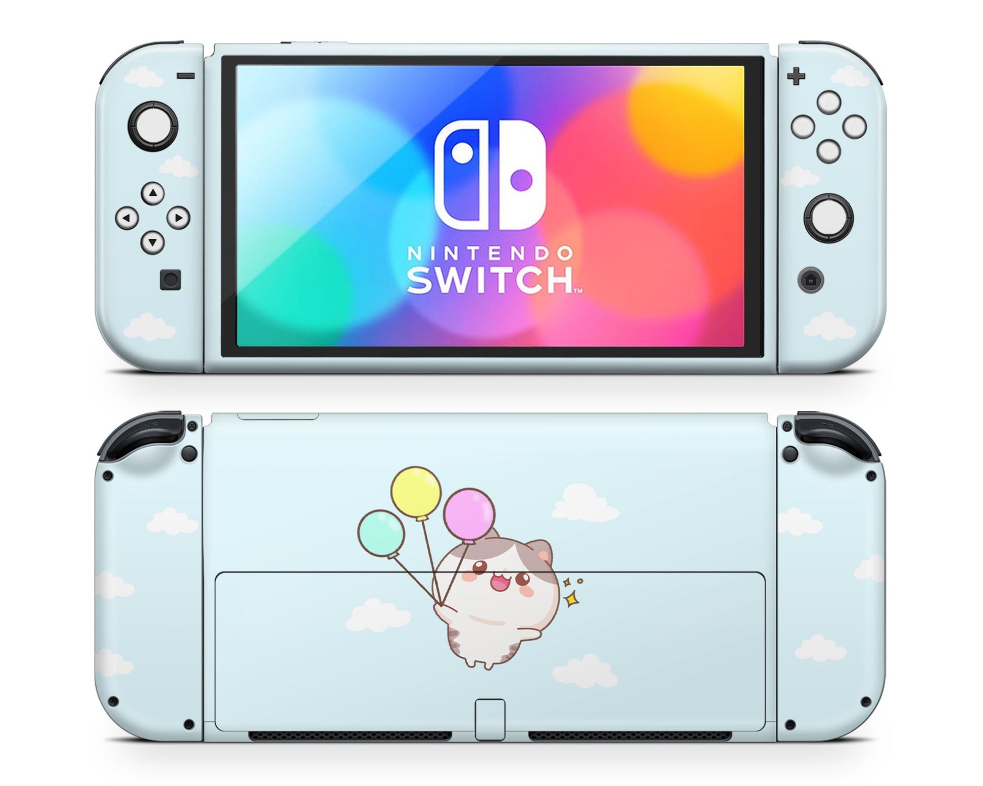 Lux Skins Nintendo Switch OLED Kitty Up in the Sky Full Set Skins - Art Animals Skin