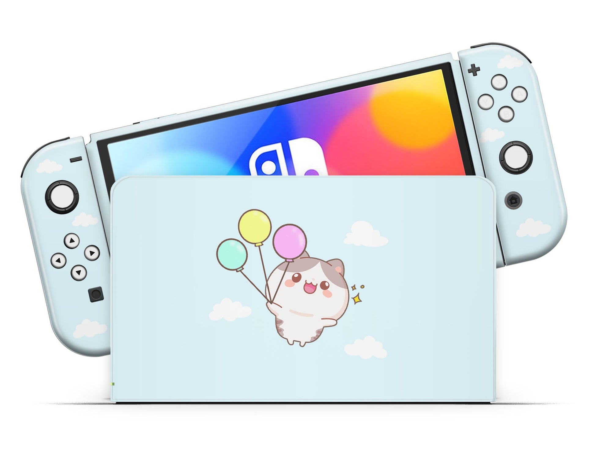 Lux Skins Nintendo Switch OLED Kitty Up in the Sky Full Set Skins - Art Animals Skin