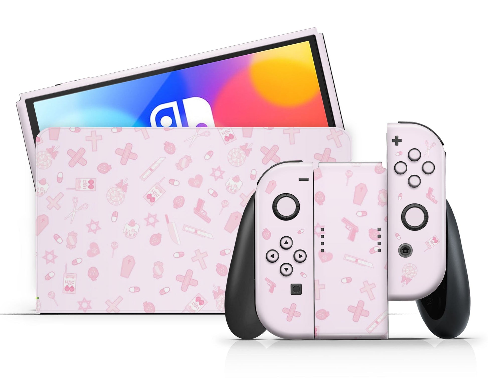 Lux Skins Nintendo Switch OLED Yami I Love Pink Full Set Skins - Art Artwork Skin