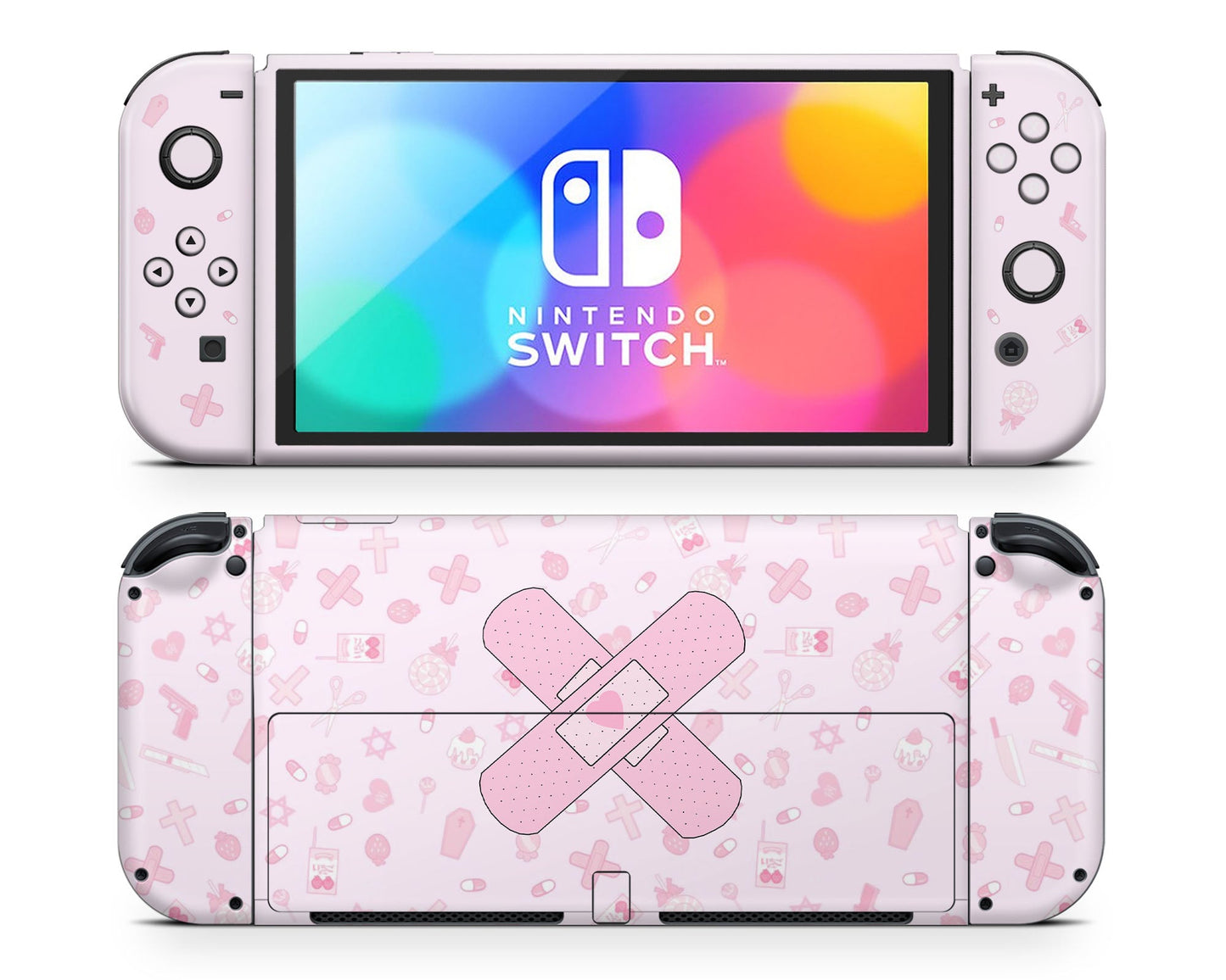 Lux Skins Nintendo Switch OLED Yami I Love Pink Full Set Skins - Art Artwork Skin