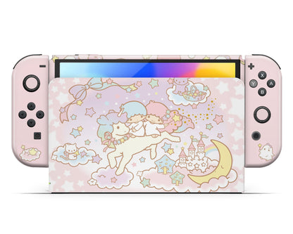 Lux Skins Nintendo Switch OLED Little Twin Star Pony Full Set +Tempered Glass Skins - Anime Little Twin Stars Skin