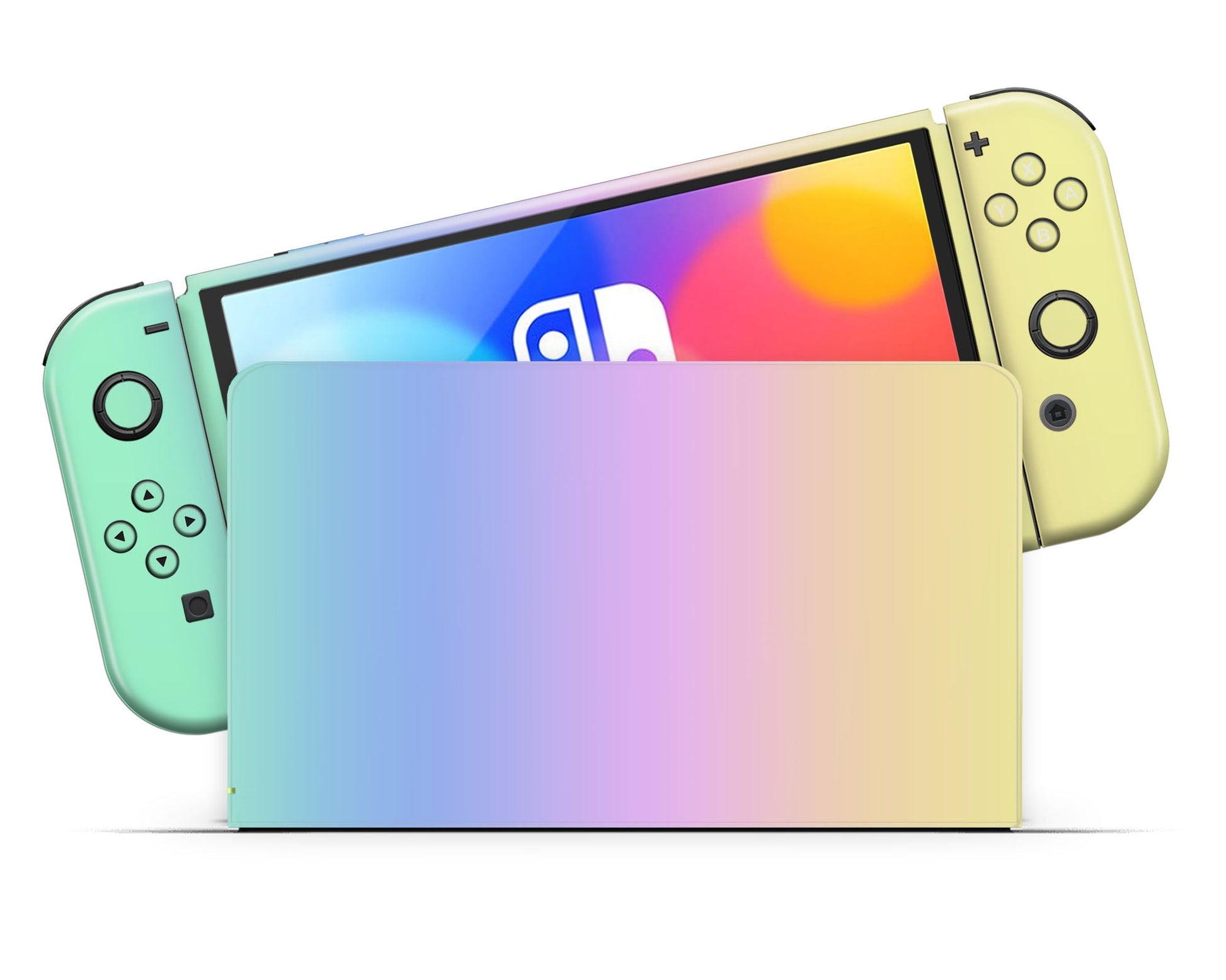 Lux Skins Nintendo Switch OLED Pastel Rainbow Gradient Full Set Skins - Solid Colours Gradient Skin